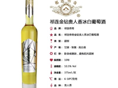 祁连传奇金钻贵人香冰白葡萄酒图2